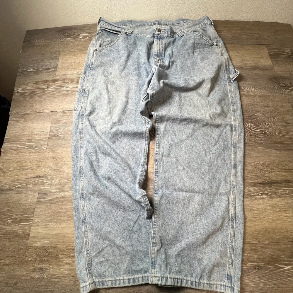 Carhartt Carpenter Jeans Mens 40x28 Light Blue Wide Leg Utility Workwear Denim